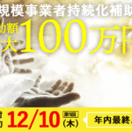 小規模事業者持続化補助金コロナ型は12月10日が年内最後の〆切です！